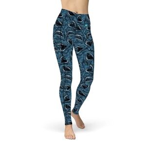 Women's Spacefish Army Eco-Friendly Shark Camo Contour Leggings, Medium, GUC